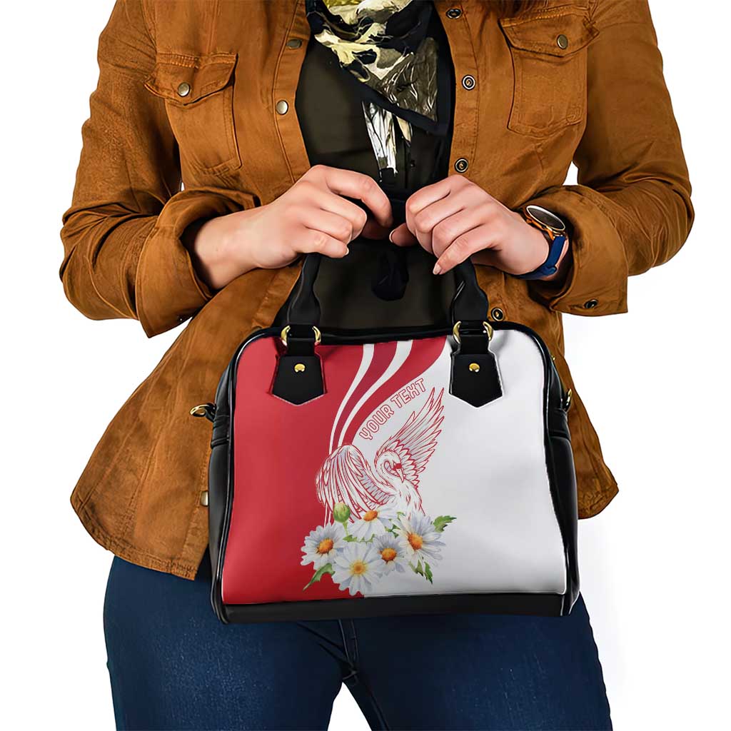 Personalized Denmark Shoulder Handbag Mute Swan With Marguerite Daisy