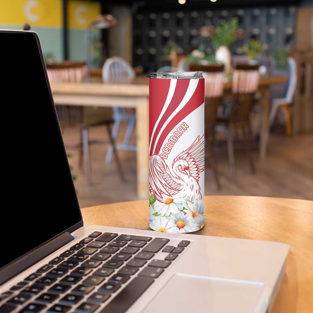 Personalized Denmark Skinny Tumbler Mute Swan With Marguerite Daisy