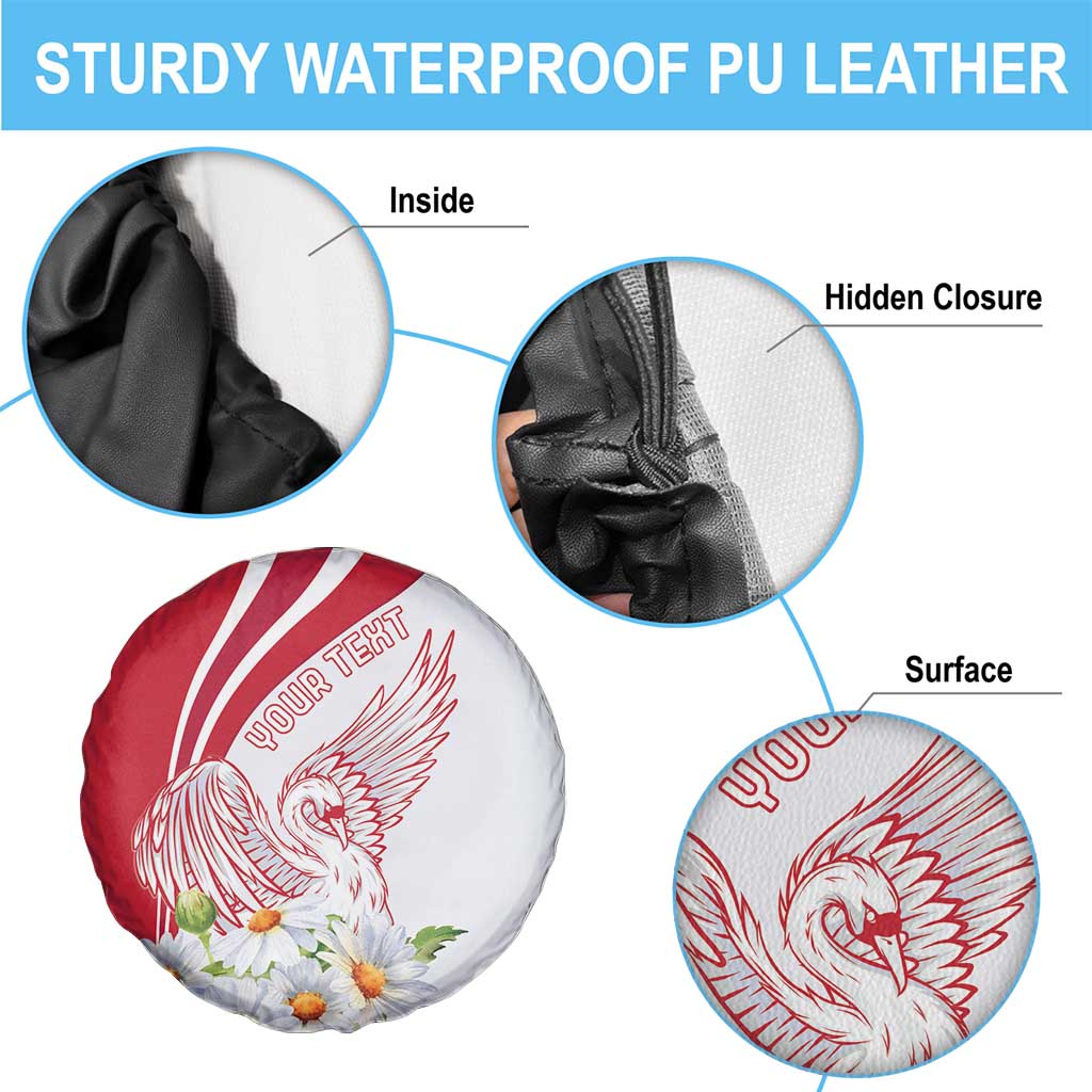 Personalized Denmark Spare Tire Cover Mute Swan With Marguerite Daisy