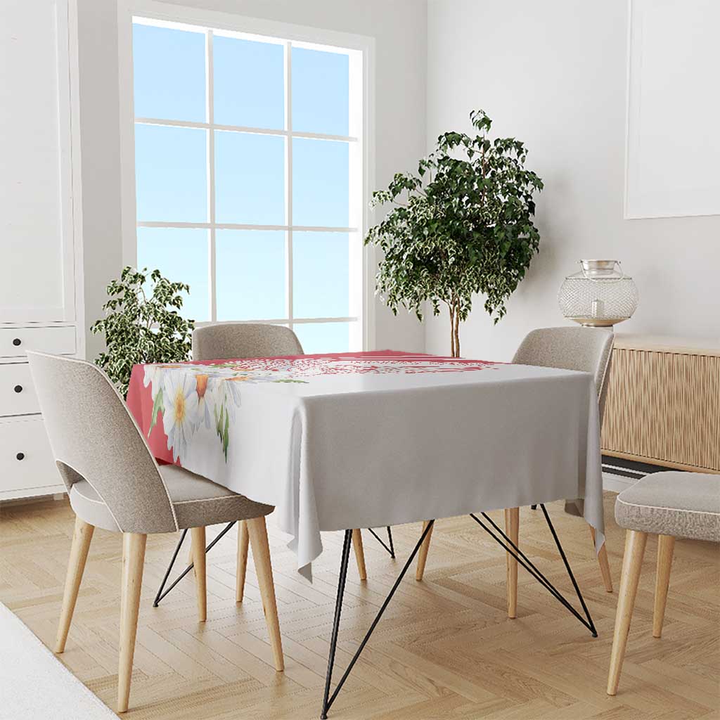 Personalized Denmark Tablecloth Mute Swan With Marguerite Daisy