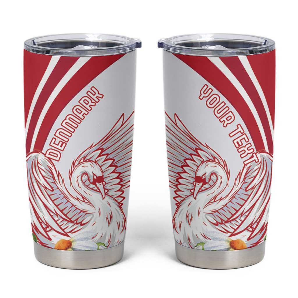 Personalized Denmark Tumbler Cup Mute Swan With Marguerite Daisy
