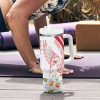 Personalized Denmark Tumbler With Handle Mute Swan With Marguerite Daisy