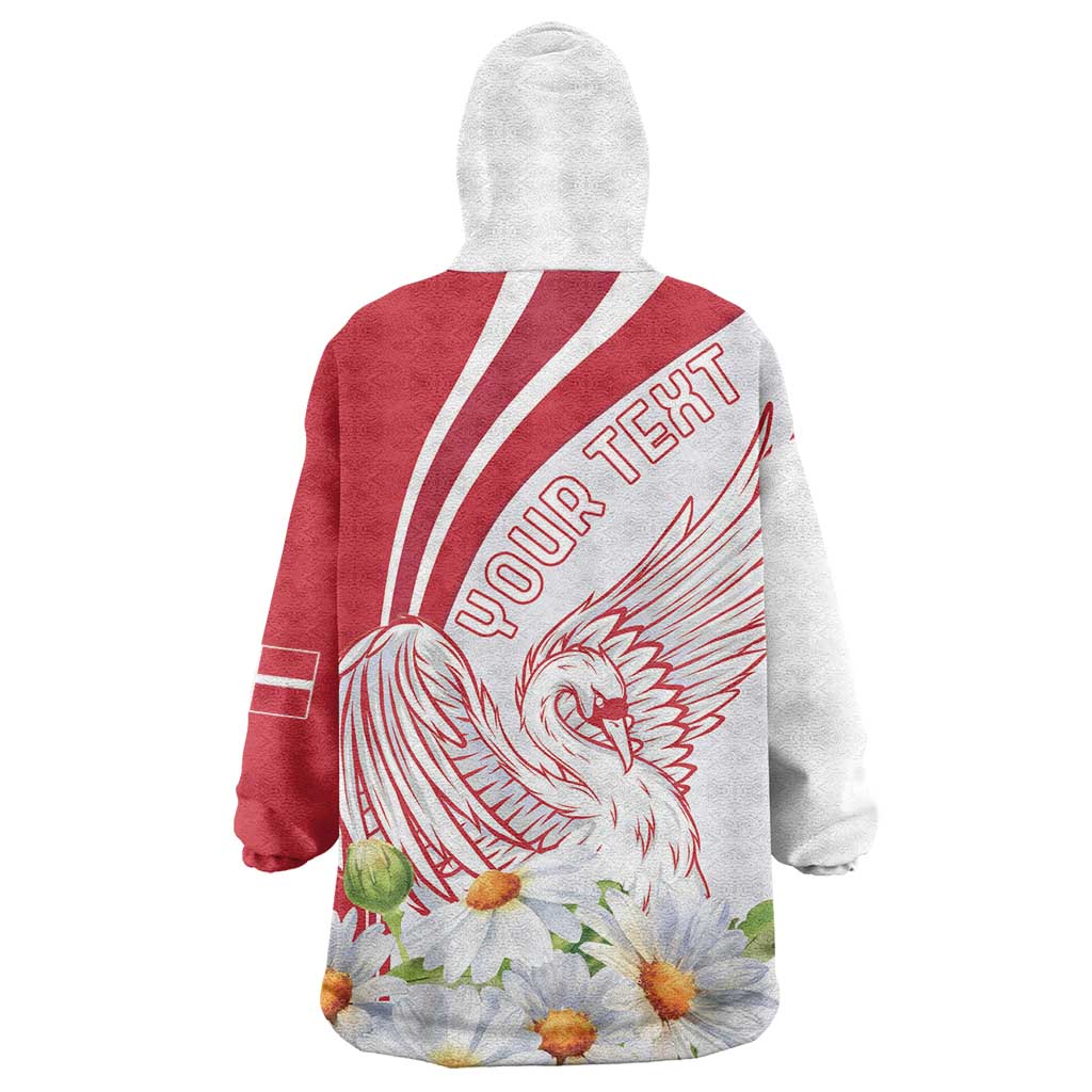 Personalized Denmark Wearable Blanket Hoodie Mute Swan With Marguerite Daisy