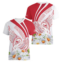 Personalized Denmark Women V-Neck T-Shirt Mute Swan With Marguerite Daisy