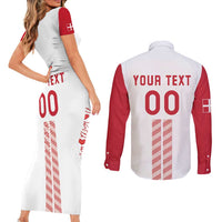 Custom Denmark Football Couples Matching Short Sleeve Bodycon Dress and Long Sleeve Button Shirt Danish Dynamite White Version