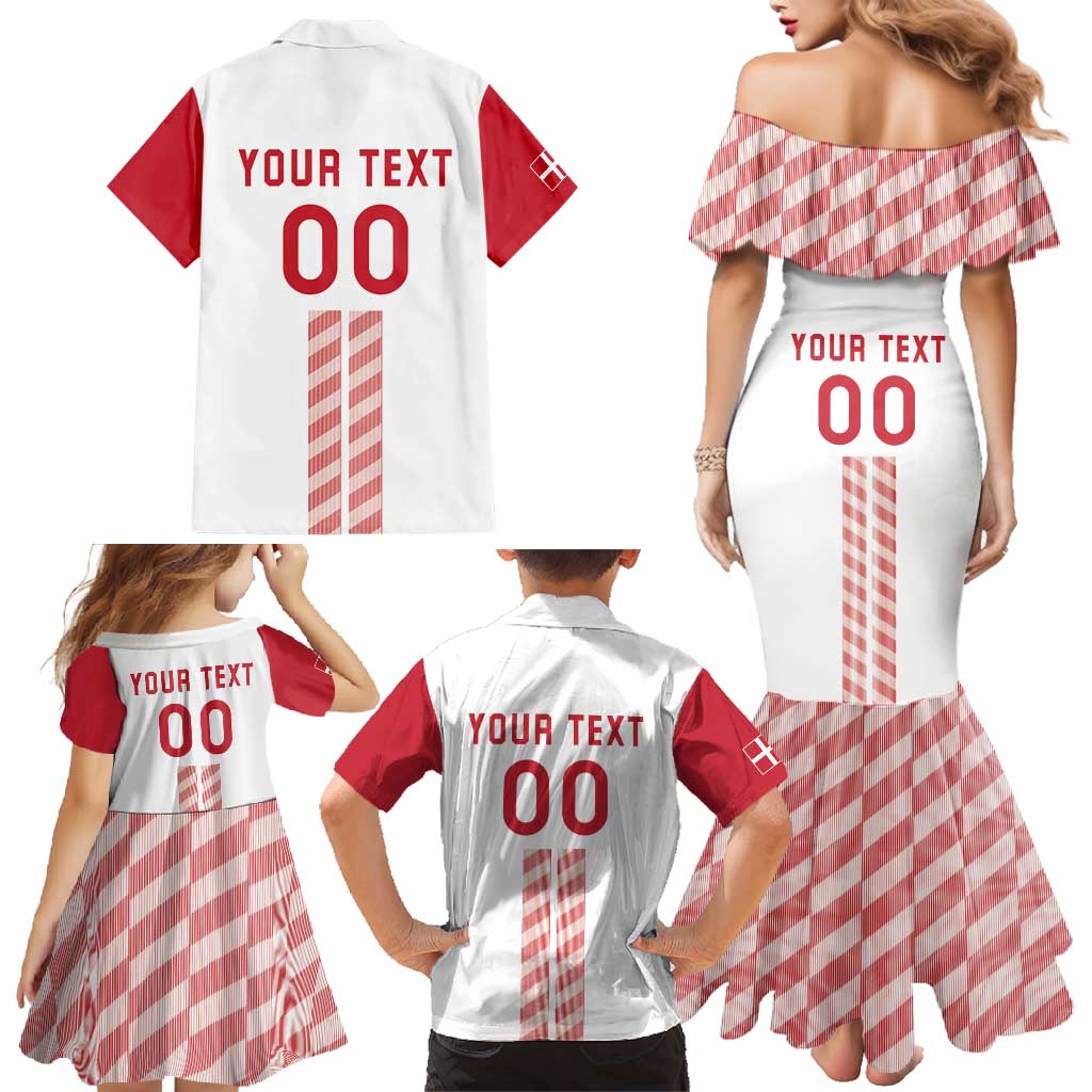 Custom Denmark Football Family Matching Mermaid Dress and Hawaiian Shirt Danish Dynamite White Version