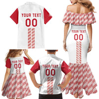 Custom Denmark Football Family Matching Mermaid Dress and Hawaiian Shirt Danish Dynamite White Version