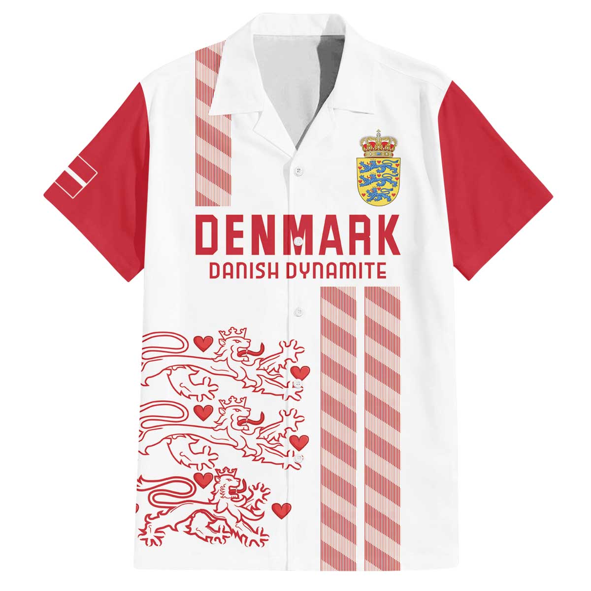 Custom Denmark Football Family Matching Off The Shoulder Long Sleeve Dress and Hawaiian Shirt Danish Dynamite White Version
