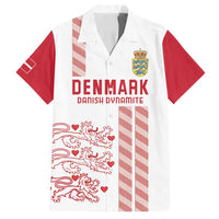 Custom Denmark Football Family Matching Off Shoulder Maxi Dress and Hawaiian Shirt Danish Dynamite White Version
