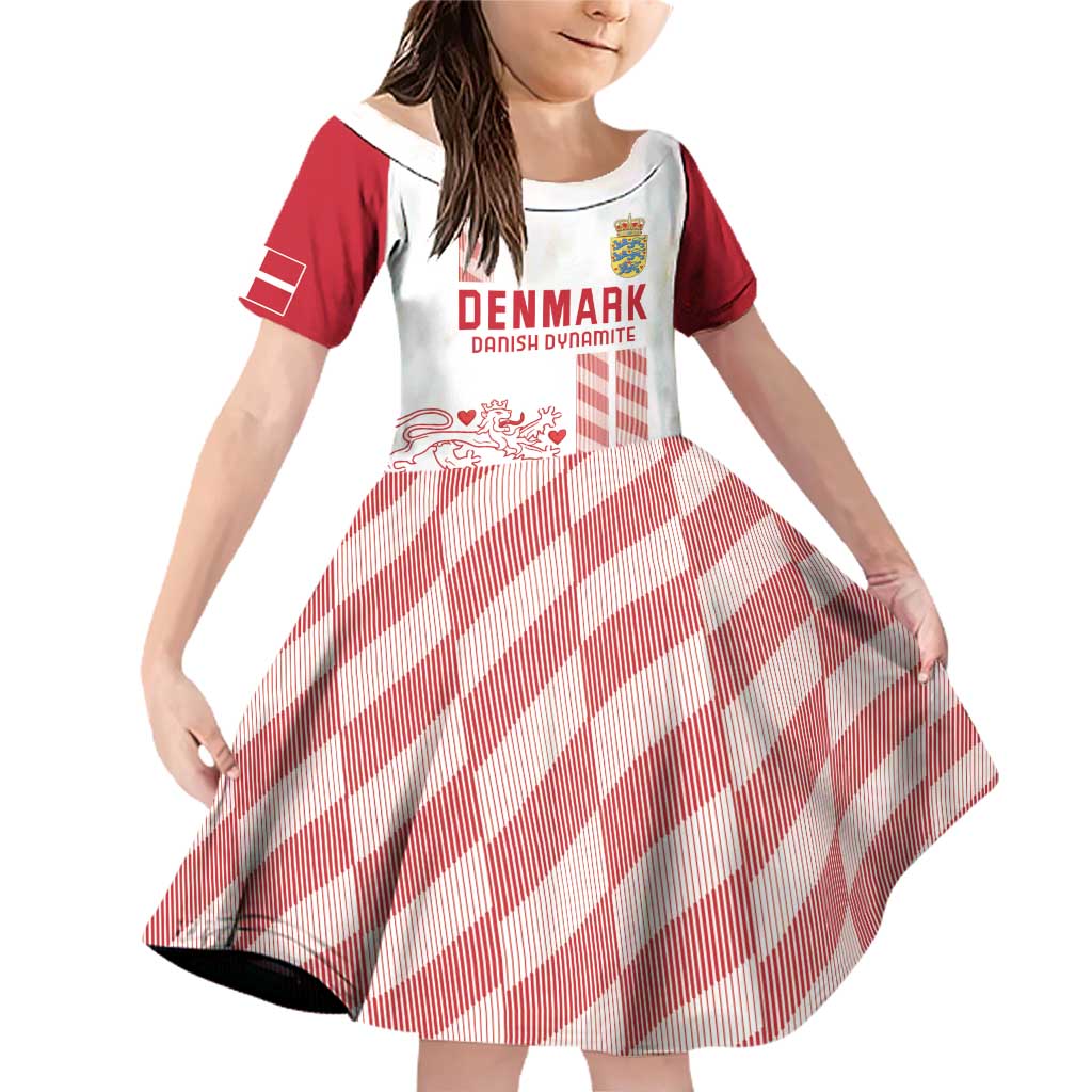 Custom Denmark Football Family Matching Off Shoulder Short Dress and Hawaiian Shirt Danish Dynamite White Version