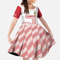 Custom Denmark Football Family Matching Short Sleeve Bodycon Dress and Hawaiian Shirt Danish Dynamite White Version