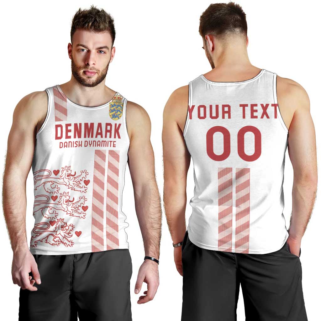 Custom Denmark Football Men Tank Top Danish Dynamite White Version