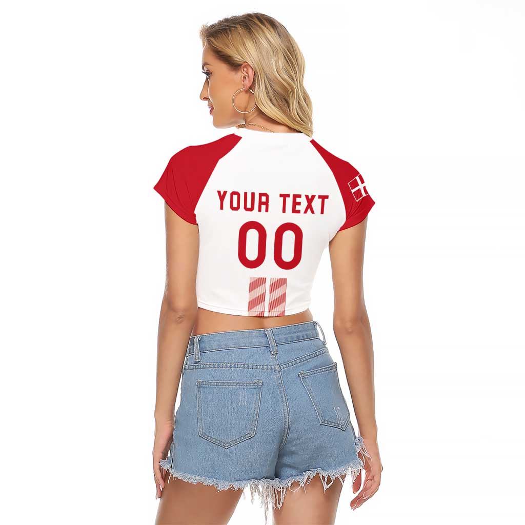 Custom Denmark Football Raglan Cropped T Shirt Danish Dynamite White Version