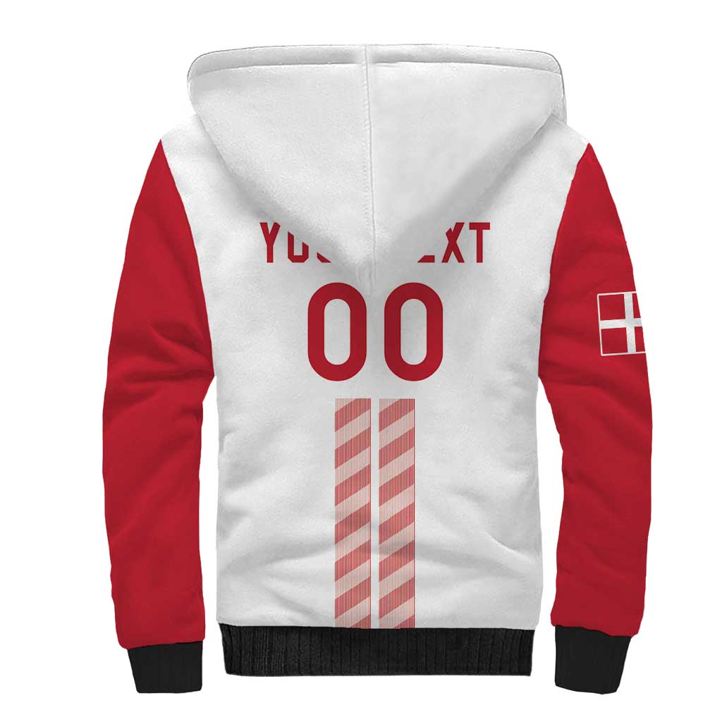 Custom Denmark Football Sherpa Hoodie Danish Dynamite White Version
