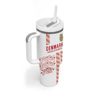 Custom Denmark Football Tumbler With Handle Danish Dynamite White Version