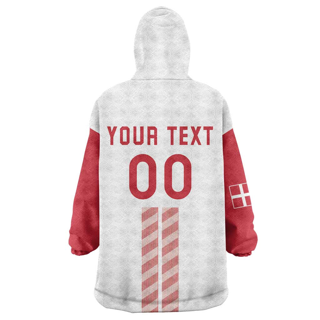 Custom Denmark Football Wearable Blanket Hoodie Danish Dynamite White Version