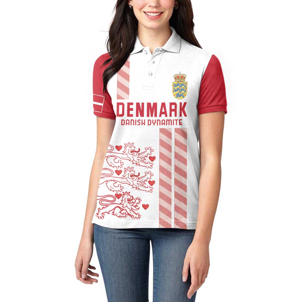Custom Denmark Football Women Polo Shirt Danish Dynamite White Version