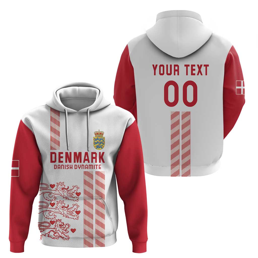 Custom Denmark Football Zip Hoodie Danish Dynamite White Version