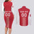 Custom Denmark Football Couples Matching Long Sleeve Bodycon Dress and Long Sleeve Button Shirt Danish Dynamite Red Version