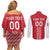 Custom Denmark Football Couples Matching Off Shoulder Short Dress and Long Sleeve Button Shirt Danish Dynamite Red Version