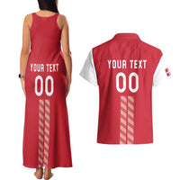 Custom Denmark Football Couples Matching Tank Maxi Dress and Hawaiian Shirt Danish Dynamite Red Version