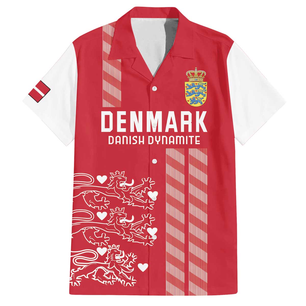 Custom Denmark Football Family Matching Off The Shoulder Long Sleeve Dress and Hawaiian Shirt Danish Dynamite Red Version