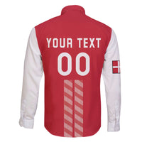 Custom Denmark Football Family Matching Off The Shoulder Long Sleeve Dress and Hawaiian Shirt Danish Dynamite Red Version