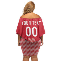 Custom Denmark Football Family Matching Off Shoulder Short Dress and Hawaiian Shirt Danish Dynamite Red Version