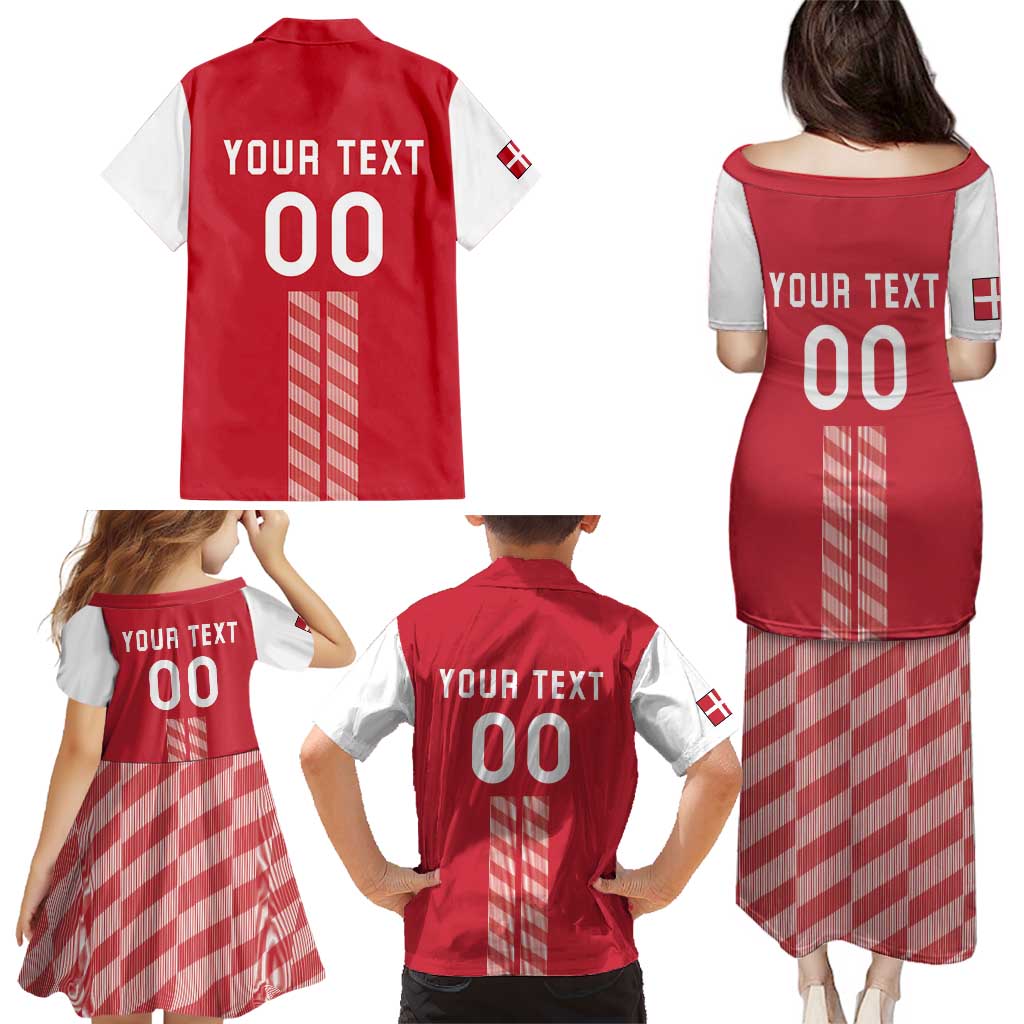 Custom Denmark Football Family Matching Puletasi and Hawaiian Shirt Danish Dynamite Red Version