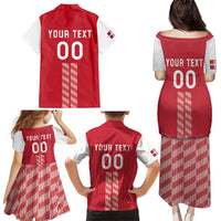 Custom Denmark Football Family Matching Puletasi and Hawaiian Shirt Danish Dynamite Red Version