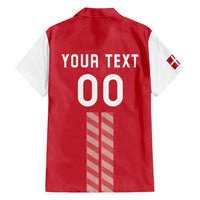 Custom Denmark Football Family Matching Short Sleeve Bodycon Dress and Hawaiian Shirt Danish Dynamite Red Version