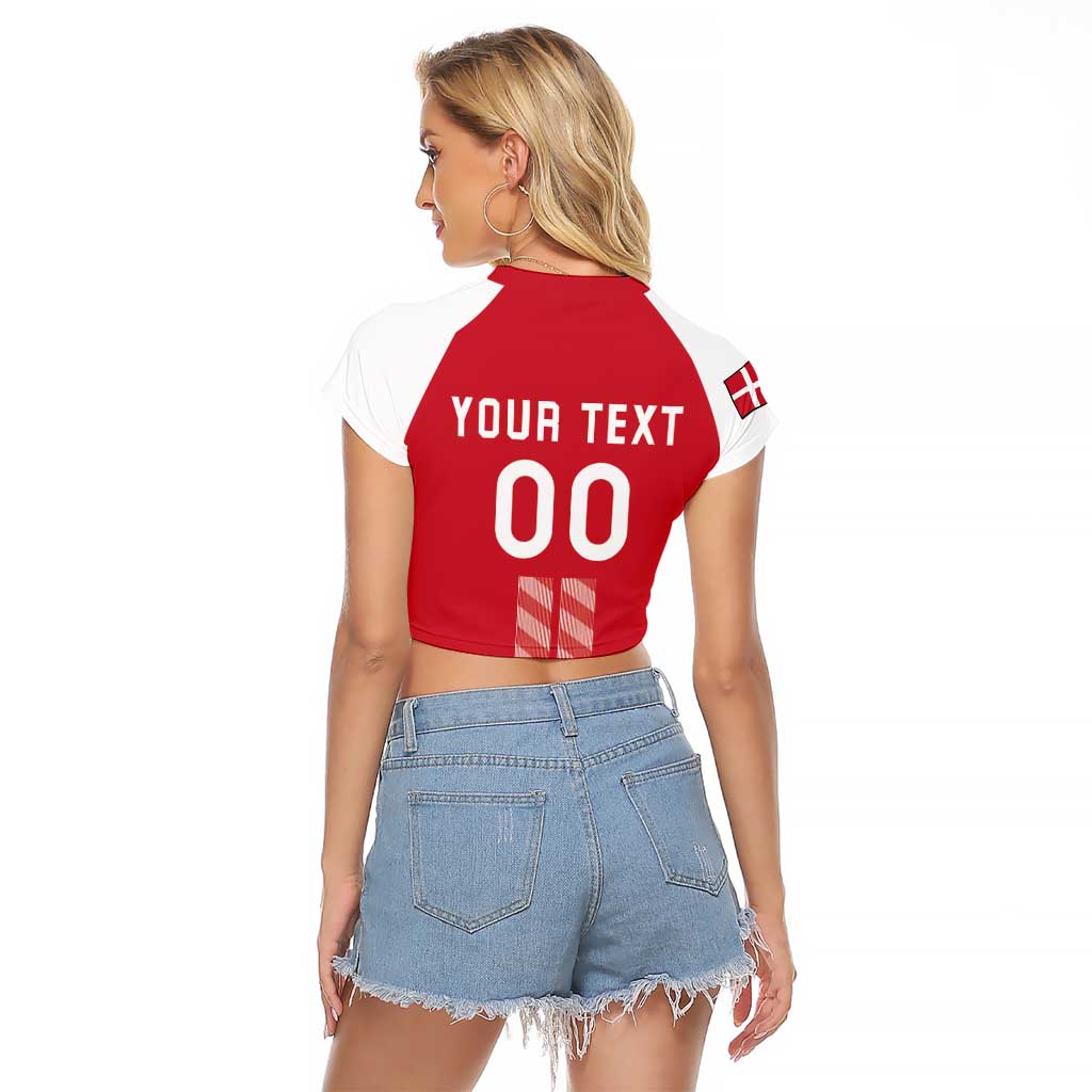 Custom Denmark Football Raglan Cropped T Shirt Danish Dynamite Red Version