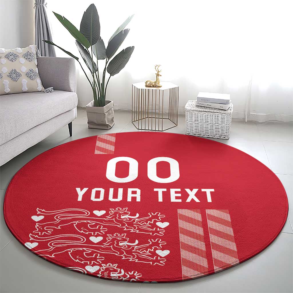 Custom Denmark Football Round Carpet Danish Dynamite Red Version