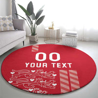 Custom Denmark Football Round Carpet Danish Dynamite Red Version