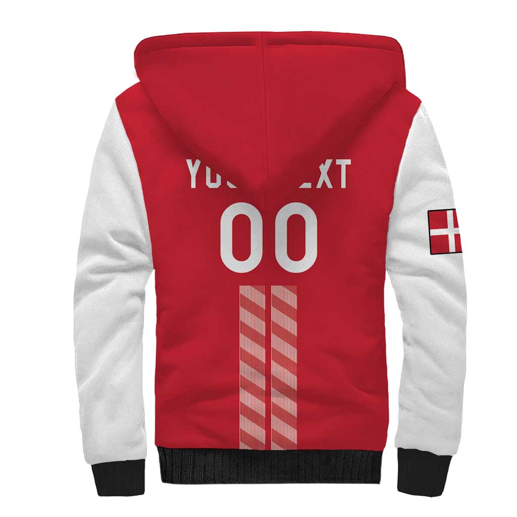 Custom Denmark Football Sherpa Hoodie Danish Dynamite Red Version