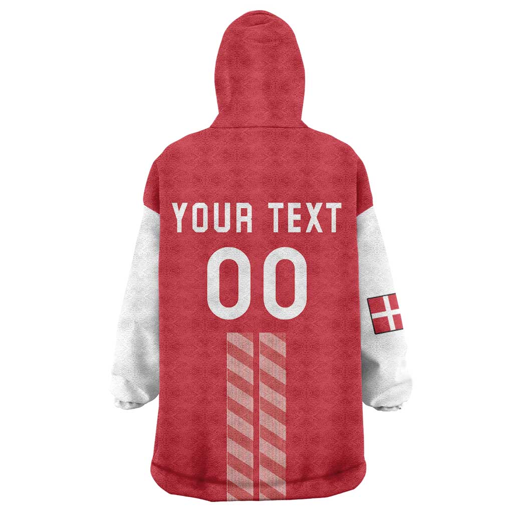 Custom Denmark Football Wearable Blanket Hoodie Danish Dynamite Red Version
