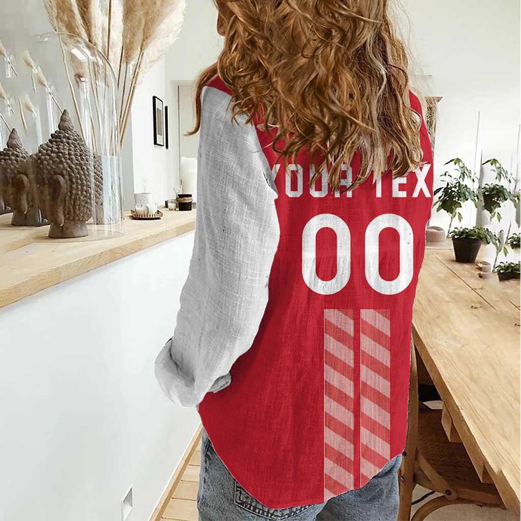 Custom Denmark Football Women Casual Shirt Danish Dynamite Red Version