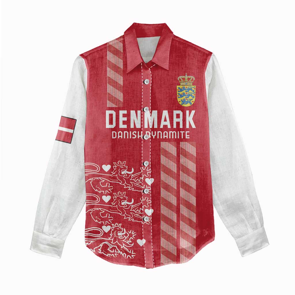 Custom Denmark Football Women Casual Shirt Danish Dynamite Red Version