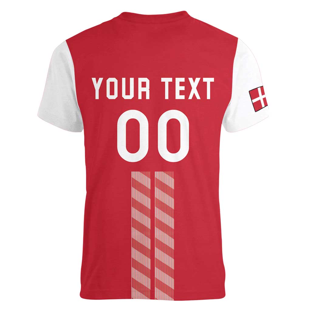 Custom Denmark Football Women V-Neck T-Shirt Danish Dynamite Red Version