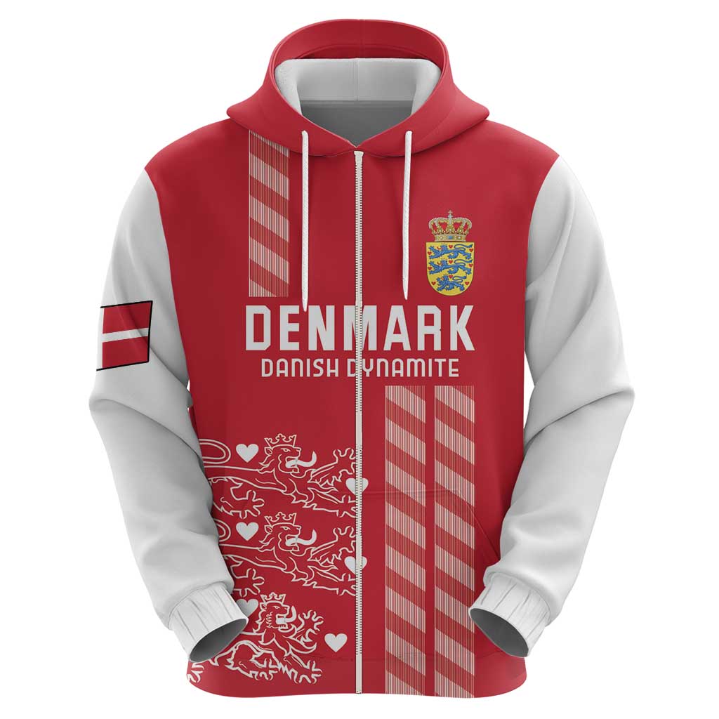 Custom Denmark Football Zip Hoodie Danish Dynamite Red Version