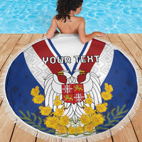 Personalized Serbia and Montenegro National Day Beach Blanket Coat Of Arms Flag Style Since1992