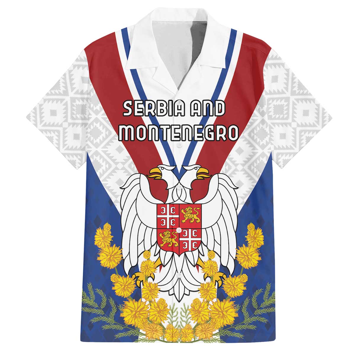 Personalized Serbia and Montenegro National Day Family Matching Off The Shoulder Long Sleeve Dress and Hawaiian Shirt Coat Of Arms Flag Style Since1992