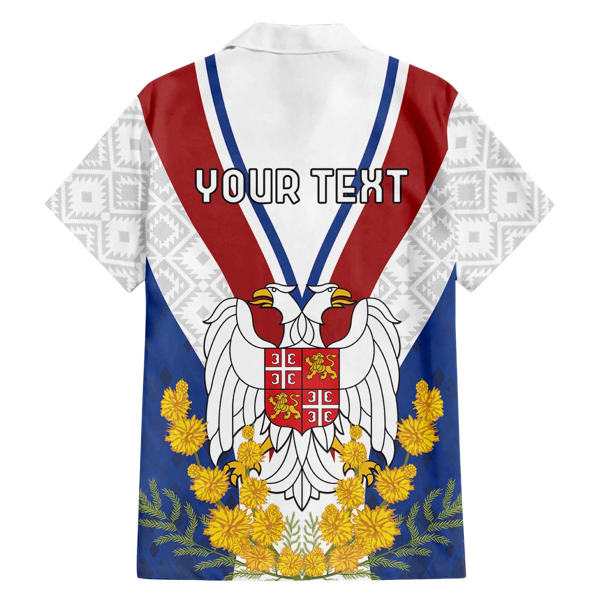 Personalized Serbia and Montenegro National Day Family Matching Off The Shoulder Long Sleeve Dress and Hawaiian Shirt Coat Of Arms Flag Style Since1992