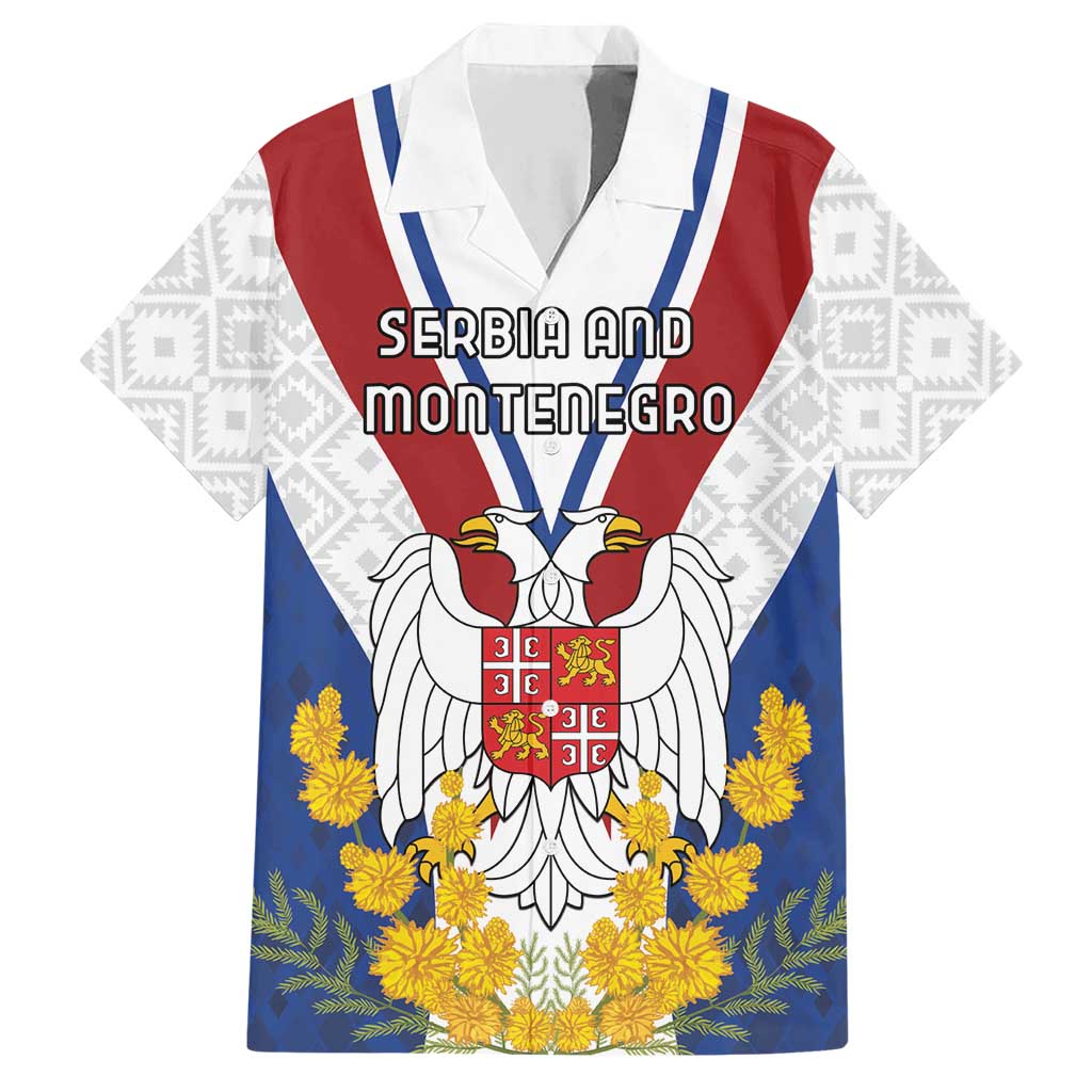 Personalized Serbia and Montenegro National Day Family Matching Short Sleeve Bodycon Dress and Hawaiian Shirt Coat Of Arms Flag Style Since1992