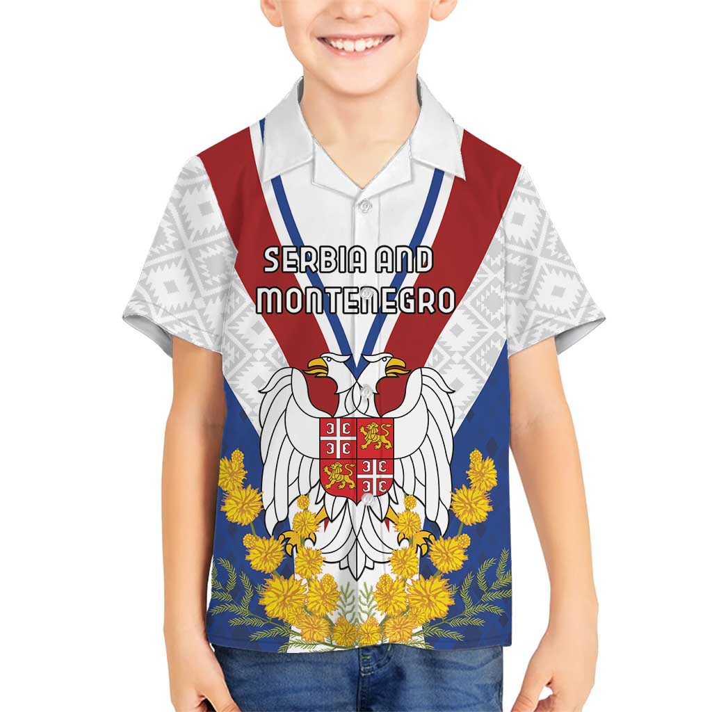 Personalized Serbia and Montenegro National Day Family Matching Tank Maxi Dress and Hawaiian Shirt Coat Of Arms Flag Style Since1992