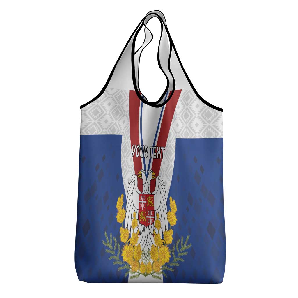 Personalized Serbia and Montenegro National Day Grocery Bag Coat Of Arms Flag Style Since1992