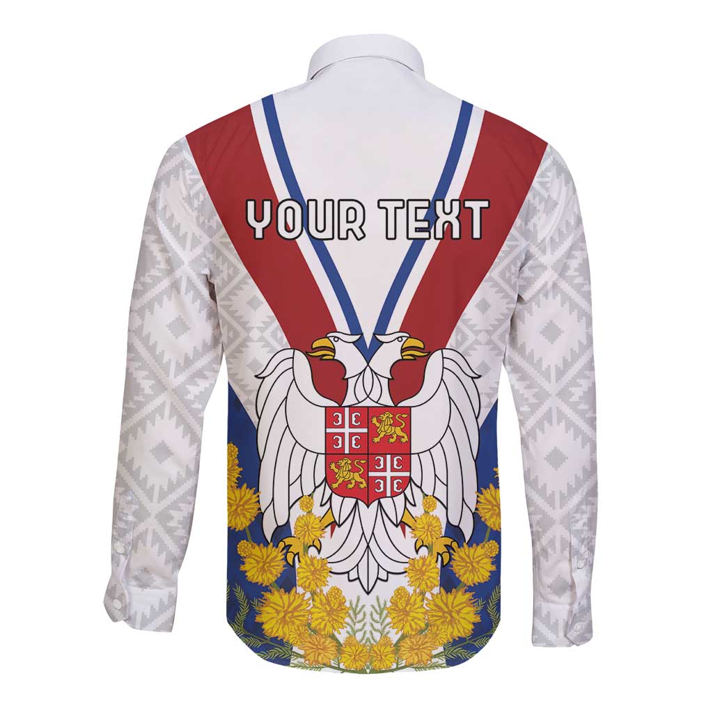 Personalized Serbia and Montenegro National Day Long Sleeve Button Shirt Coat Of Arms Flag Style Since1992