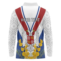 Personalized Serbia and Montenegro National Day Long Sleeve Polo Shirt Coat Of Arms Flag Style Since1992