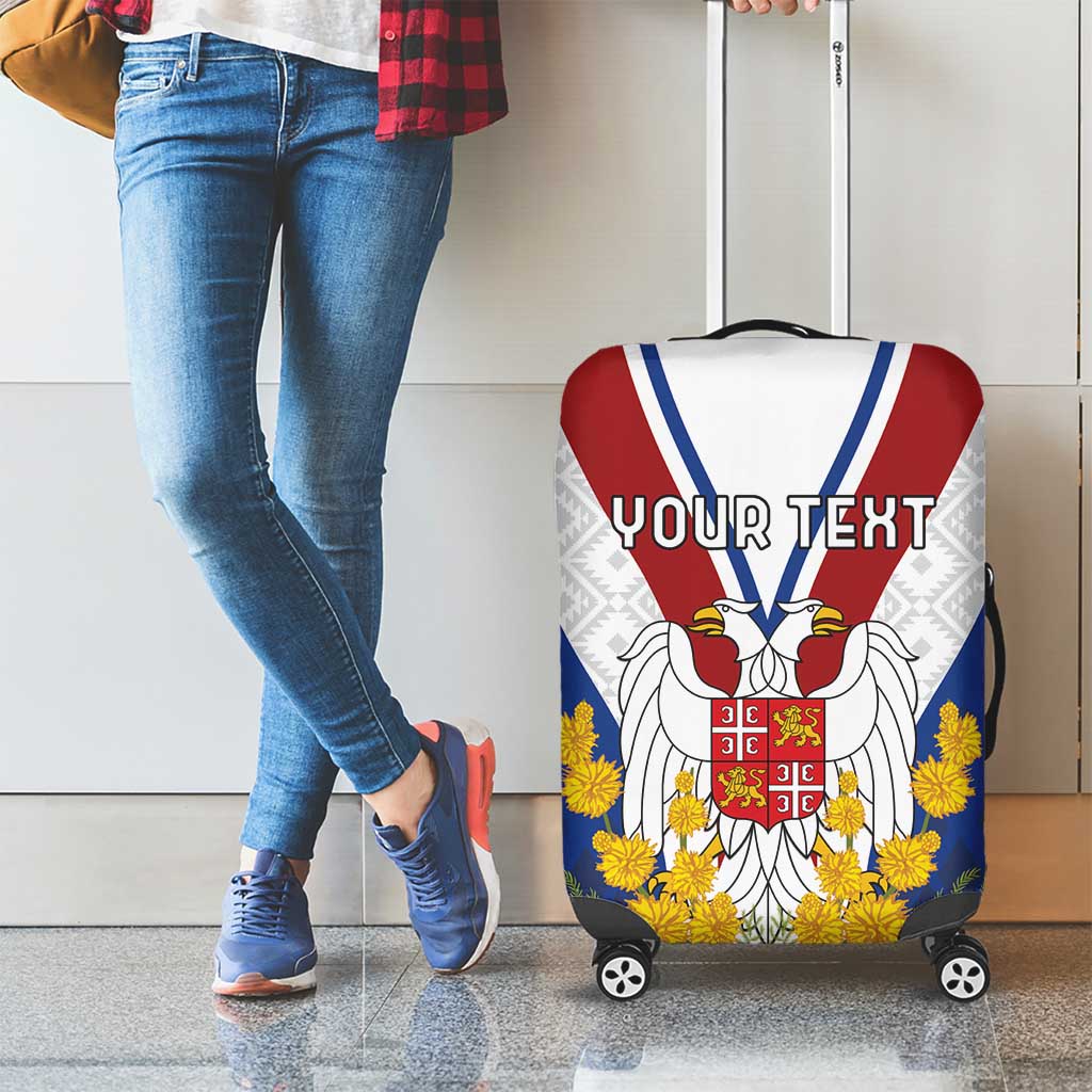 Personalized Serbia and Montenegro National Day Luggage Cover Coat Of Arms Flag Style Since1992