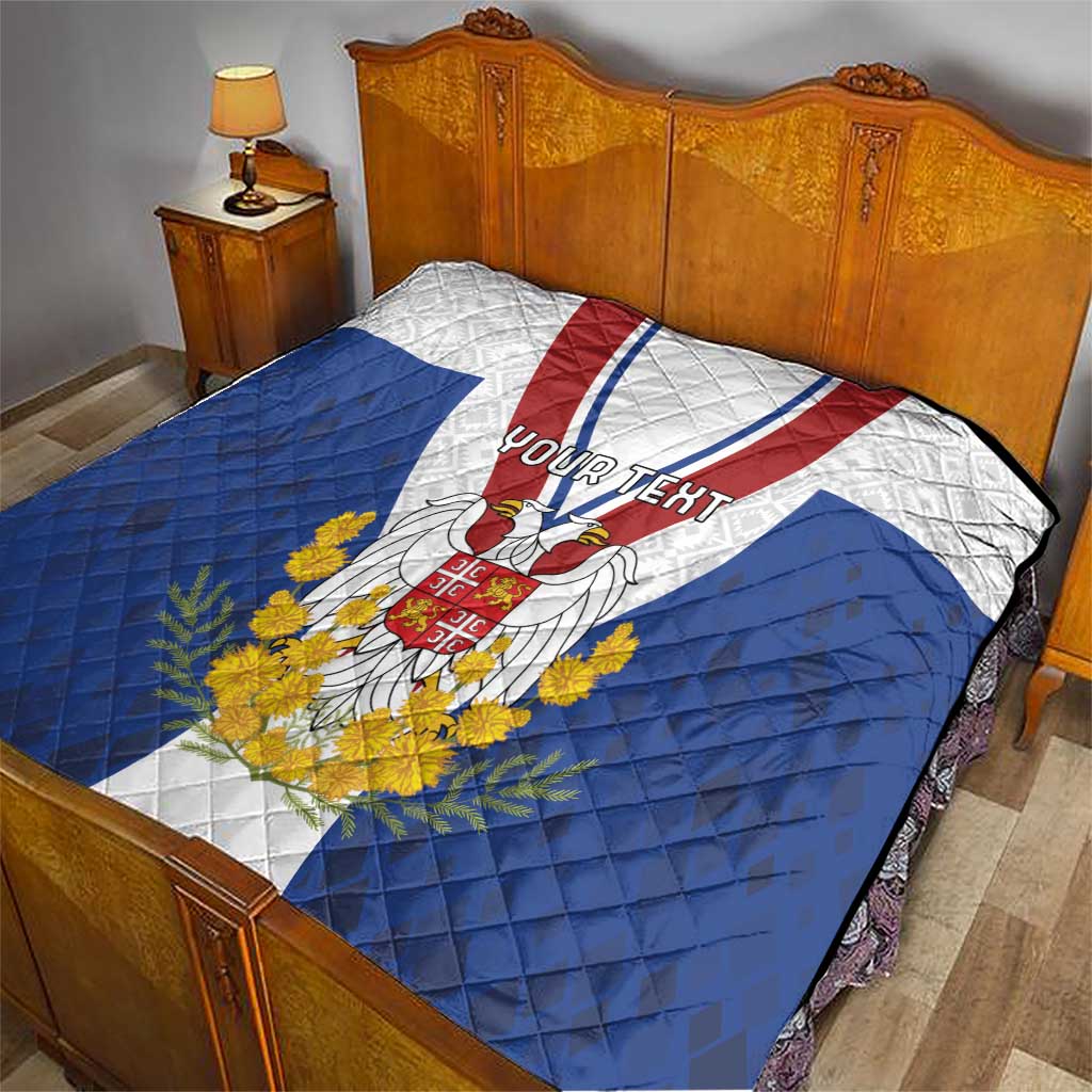 Personalized Serbia and Montenegro National Day Quilt Coat Of Arms Flag Style Since1992
